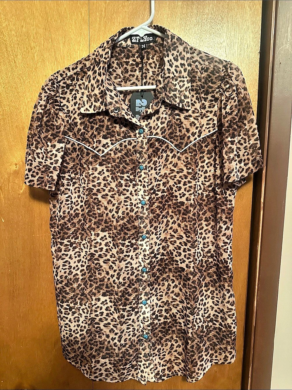 New Size Medium 2 Fly Co. Western Wild Leopard Shirt